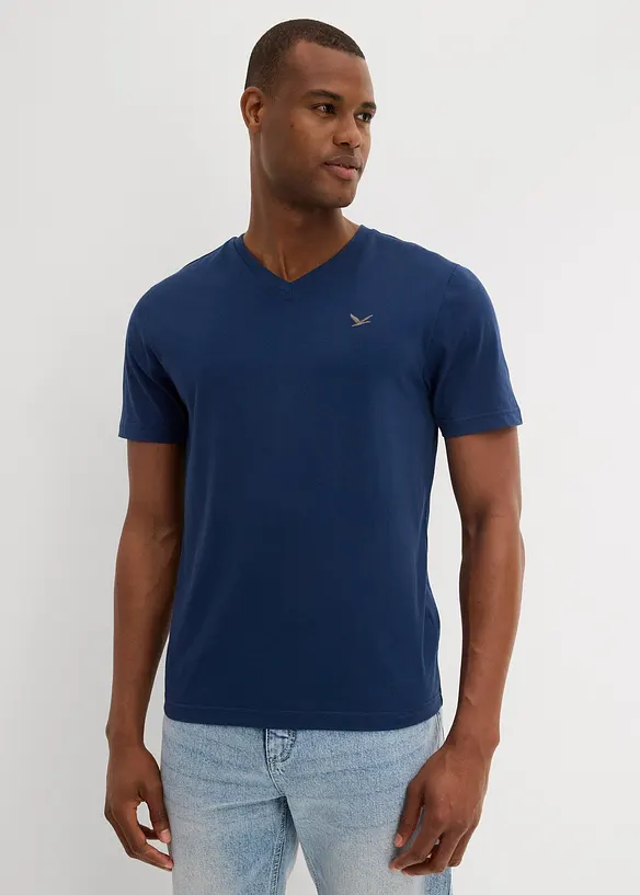 T-skjorte med V-hals (2-pack) i ren &oslash;kologisk bomull, bonprix