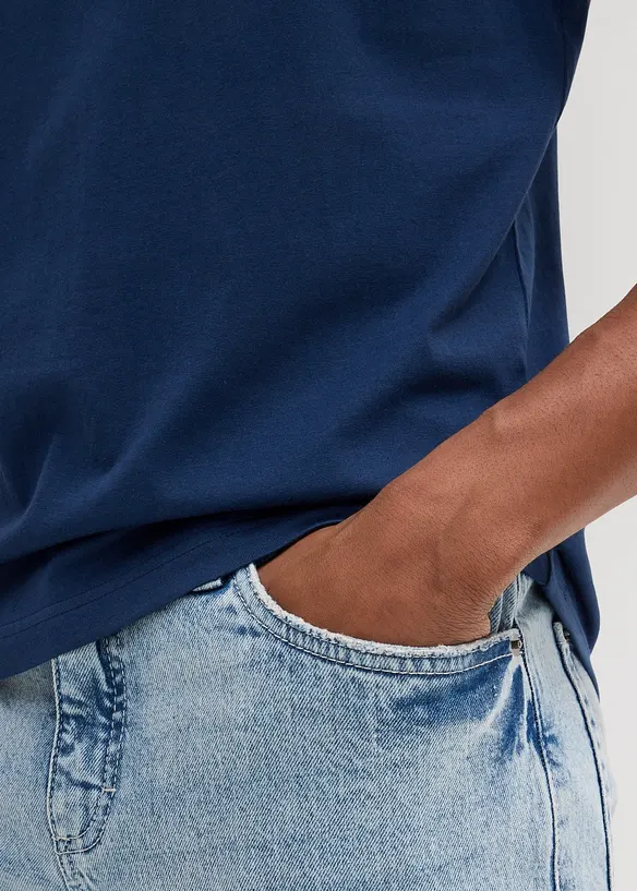 T-skjorte med V-hals (2-pack) i ren &oslash;kologisk bomull, bonprix