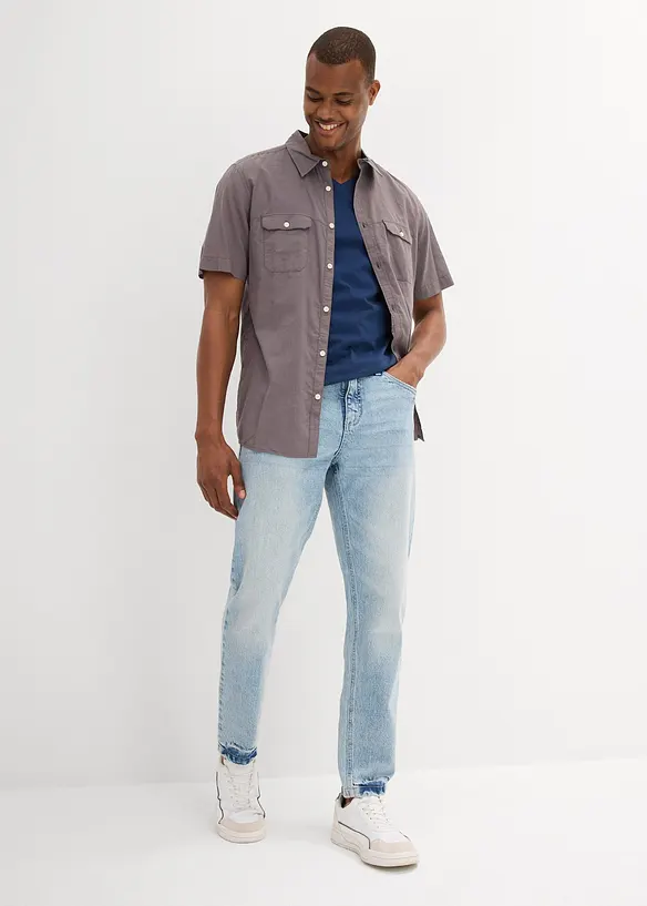 T-skjorte med V-hals (2-pack) i ren &oslash;kologisk bomull, bonprix