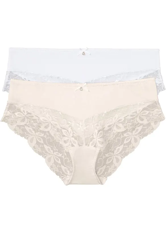 Panty med nydelige blonder (2-pack), bonprix
