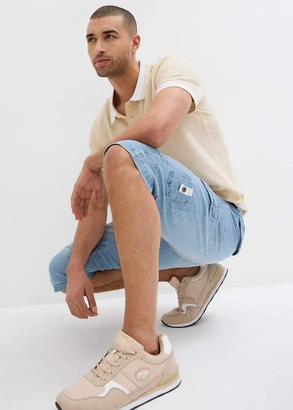 Lang cargo-bermudashorts i lett denim med stretch, Relaxed Fit, bonprix