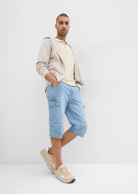 Lang cargo-bermudashorts i lett denim med stretch, Relaxed Fit, bonprix