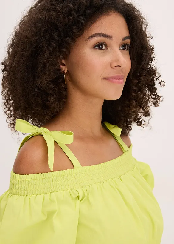 Off shoulder-kjole i økologisk bomull, bonprix