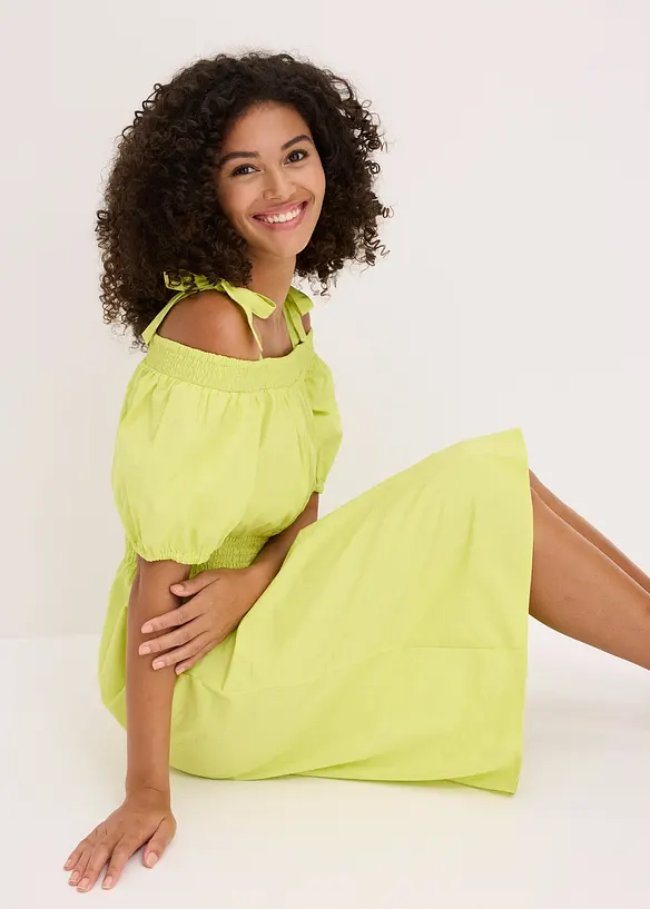 Off shoulder-kjole i økologisk bomull, bonprix