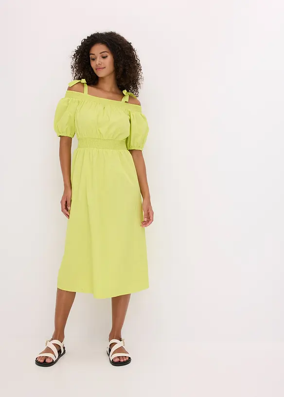 Off shoulder-kjole i økologisk bomull, bonprix