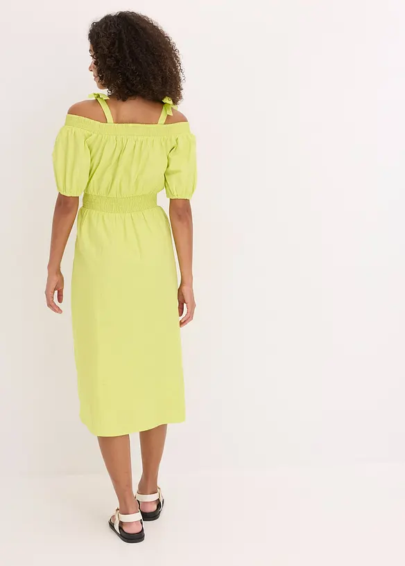 Off shoulder-kjole i økologisk bomull, bonprix