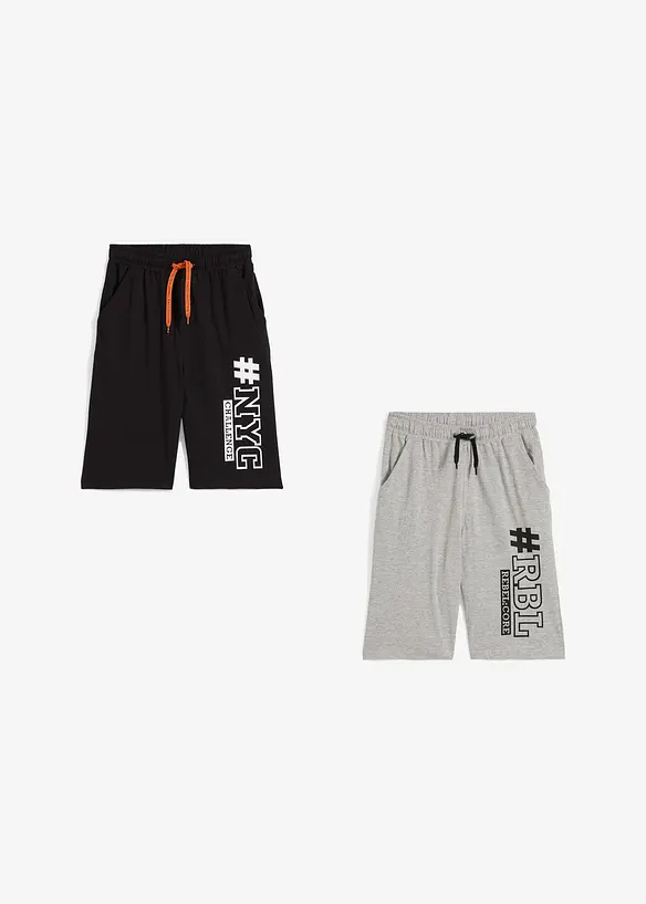 Bermudashorts i trikot (2-pack), gutt, bonprix