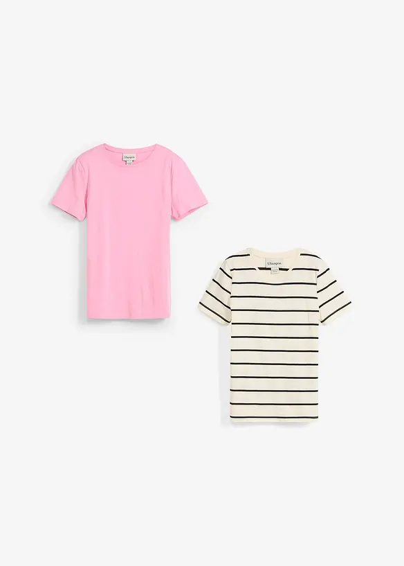 T-skjorte i økologisk bomull (2-pack), bonprix