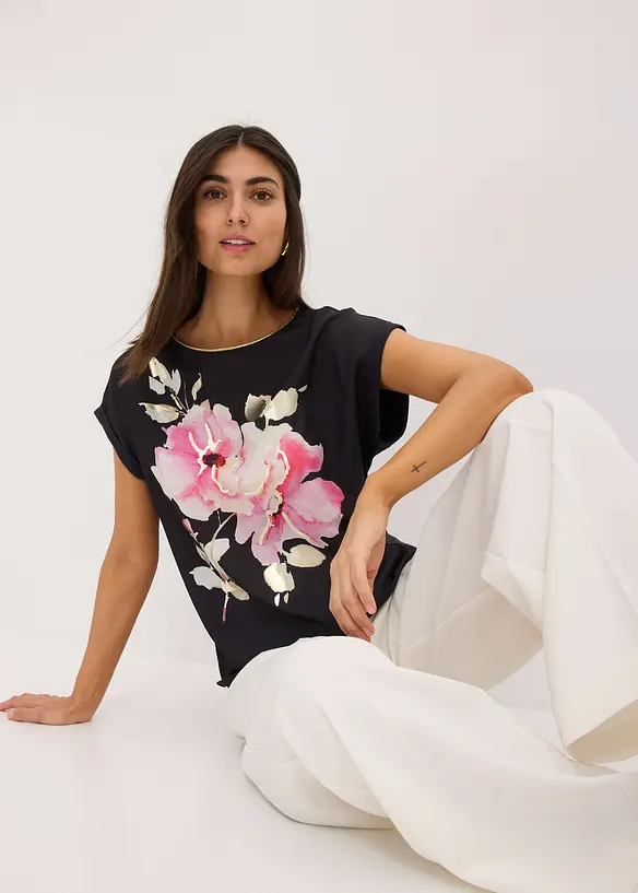 Topp med vevd innfelling, bonprix