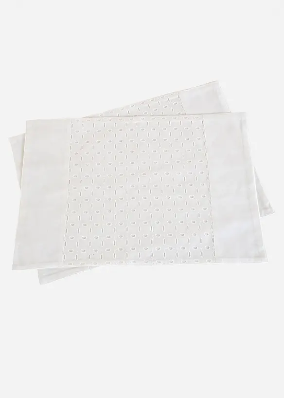 Bordbrikker i økologisk bomull med broderi (2-pack), bonprix