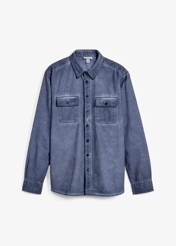 Langermet skjorte i 100% bomull i vasket look, bonprix