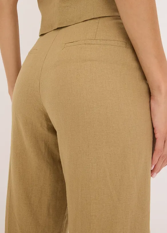 High Waist-bukse med lin og legg, bonprix