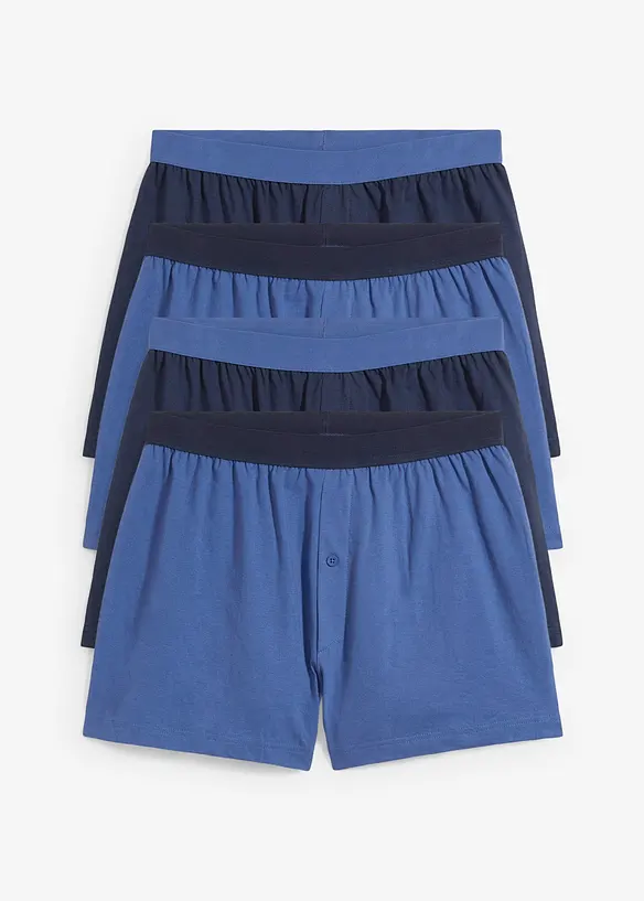 Boksershorts i bomullsjersey og ledig modell (4-pack), bonprix
