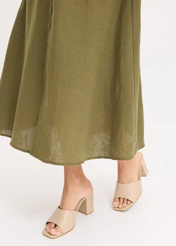 Midikjole i linlook, bonprix