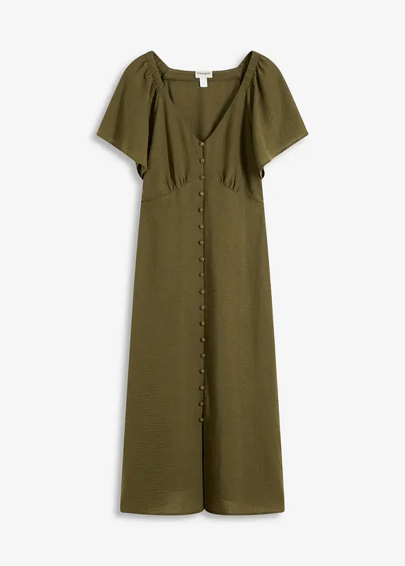 Midikjole i linlook, bonprix