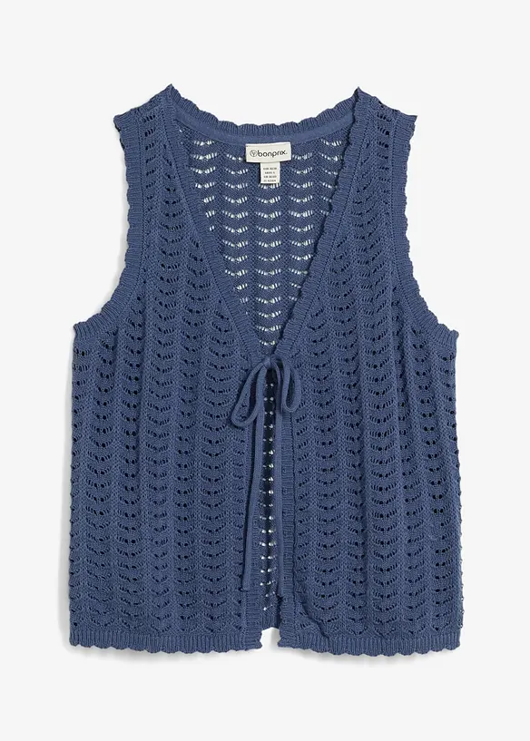 Strikket vest med hullmønster, bonprix