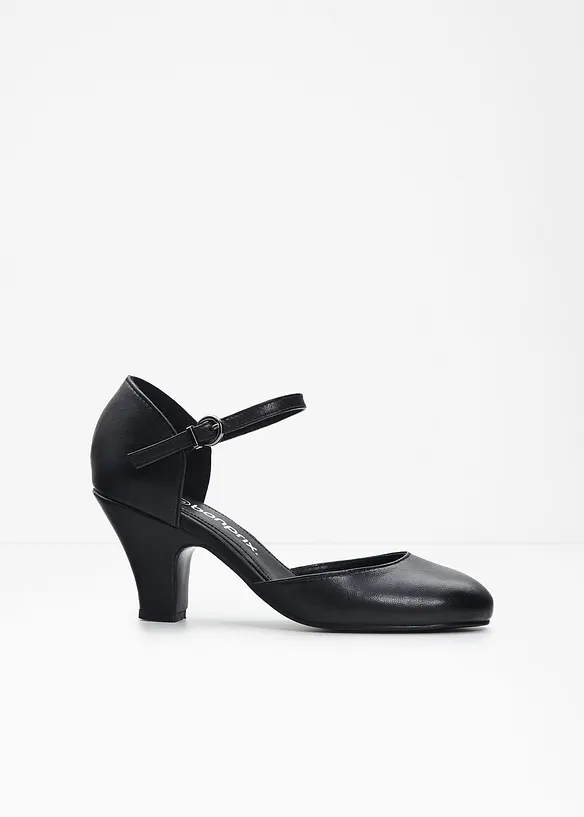 Pumps i skinn med vristrem, bonprix