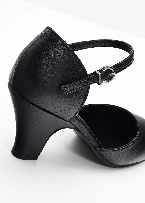Pumps i skinn med vristrem, bonprix