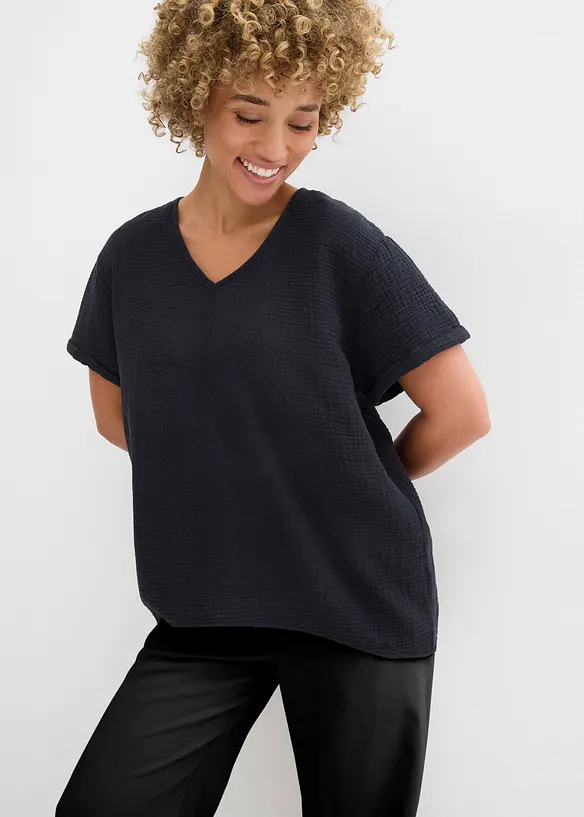 Trikottunika i myk musselin, bonprix