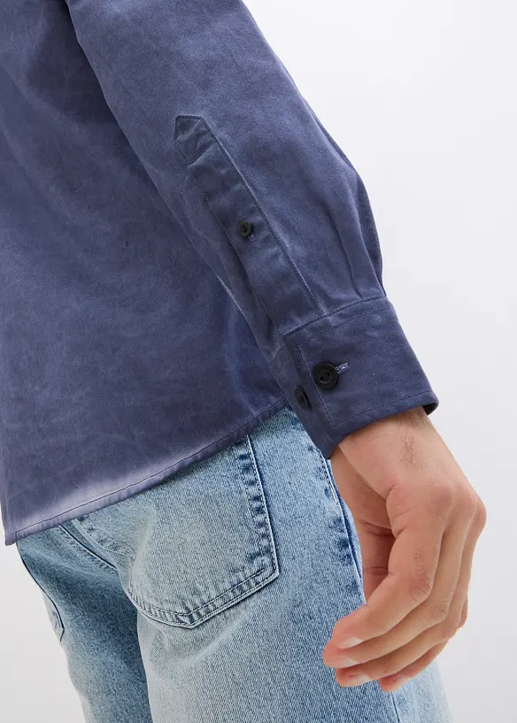 Langermet skjorte i 100% bomull i vasket look, bonprix