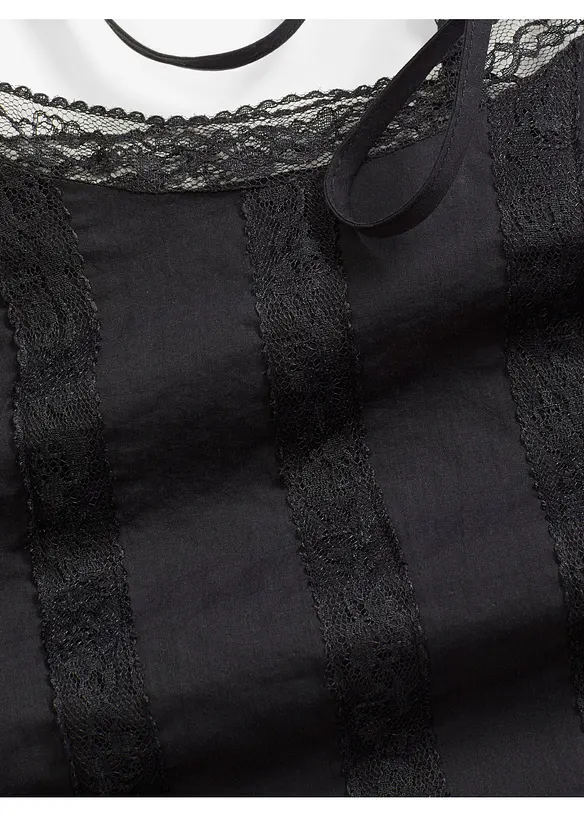 Ermeløs bluse i 100% bomull med hullbroderi, bonprix