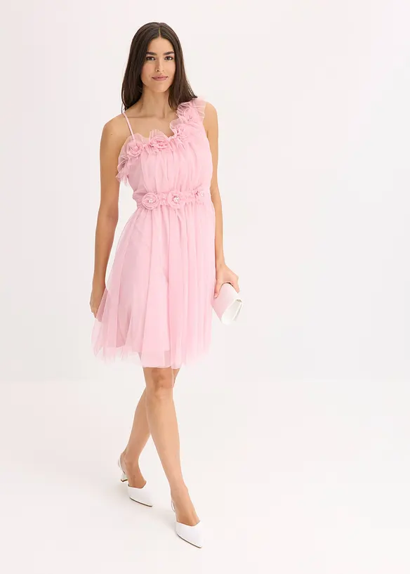 One shoulder-kjole i fin tyll, bonprix