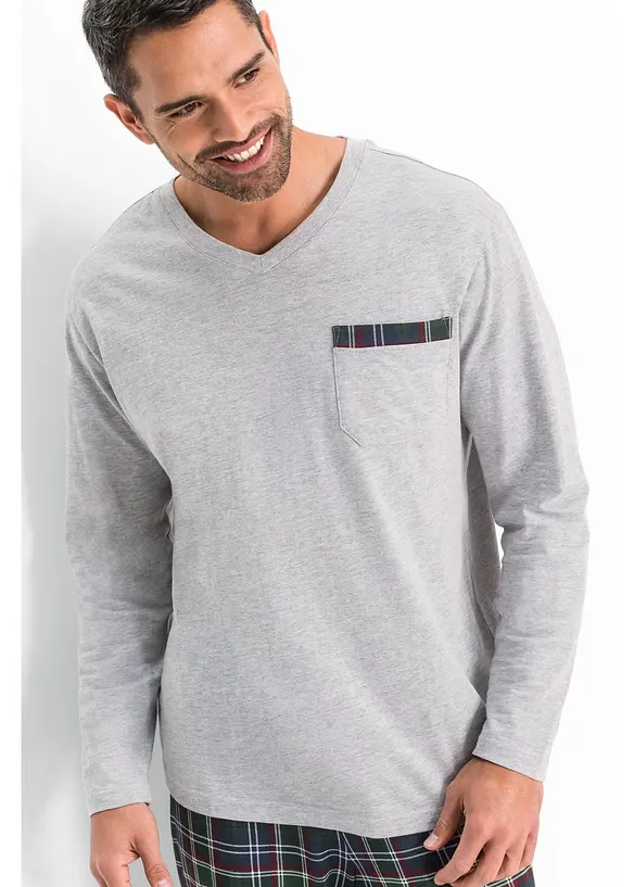 Pyjamas med økologisk bomull og lange ermer, bonprix