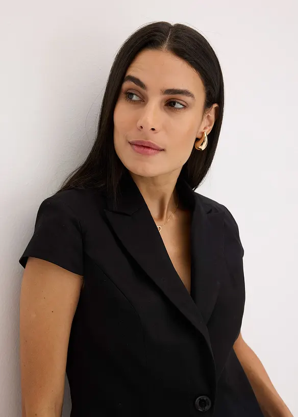 Kortermet blazer i bomullssateng, bonprix
