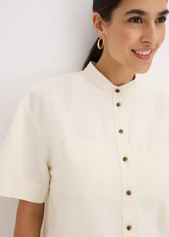 Skjortebluse i fin viskosemiks, bonprix