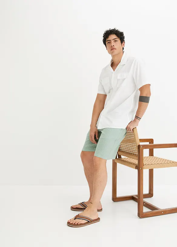 Shorts i 100% bomullsmusselin, Regular Fit, bonprix