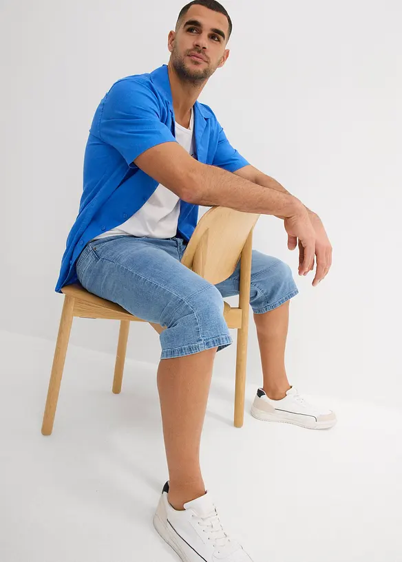 Lang bermudashorts i lett denim med stretch, Regular Fit, bonprix