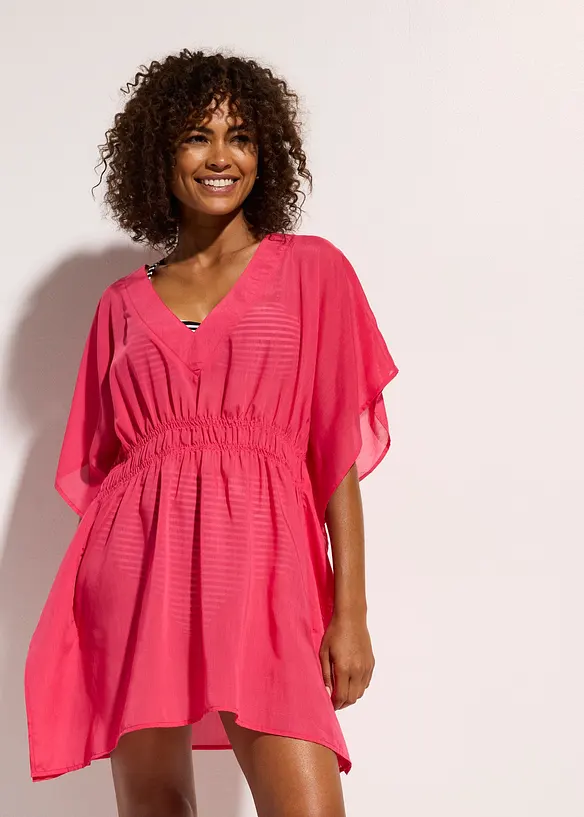 Transparent strandtunika med V-hals, bonprix