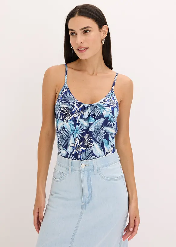 Topp i myk viskosemiks med spagettistropper, bonprix