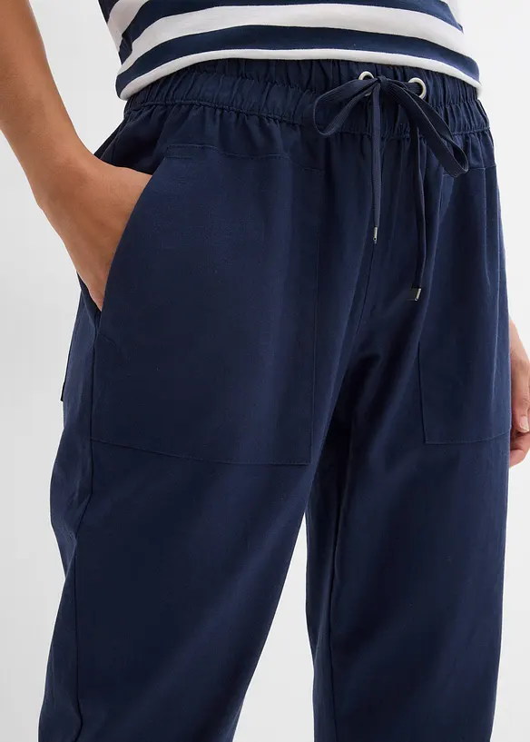 Slip on-bukse av luftig linmiks, bonprix