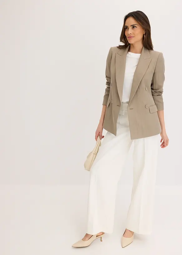 Blazer i materiale med rynket effekt og lyocell, bonprix