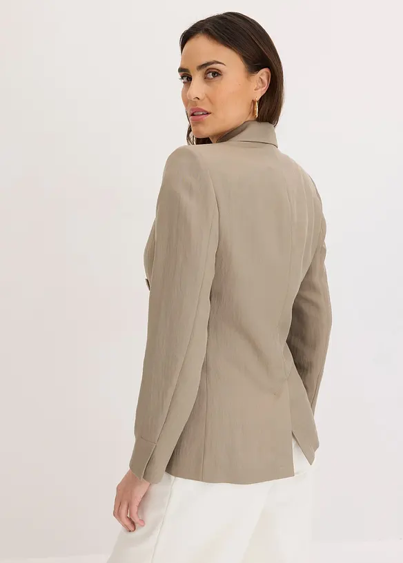 Blazer i materiale med rynket effekt og lyocell, bonprix