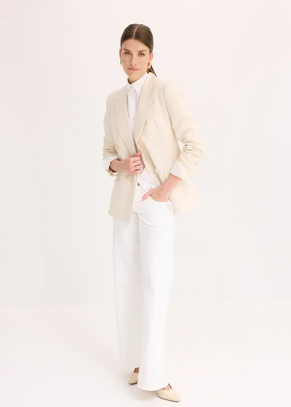 Blazer i materiale med rynket effekt og lyocell, bonprix