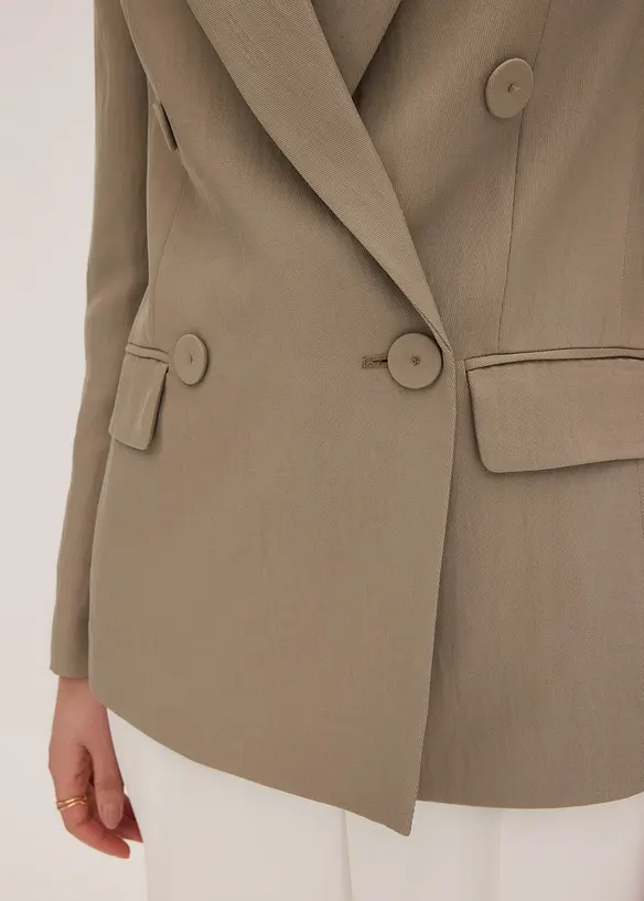 Blazer i materiale med rynket effekt og lyocell, bonprix