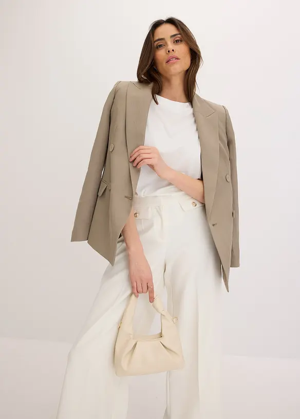 Blazer i materiale med rynket effekt og lyocell, bonprix