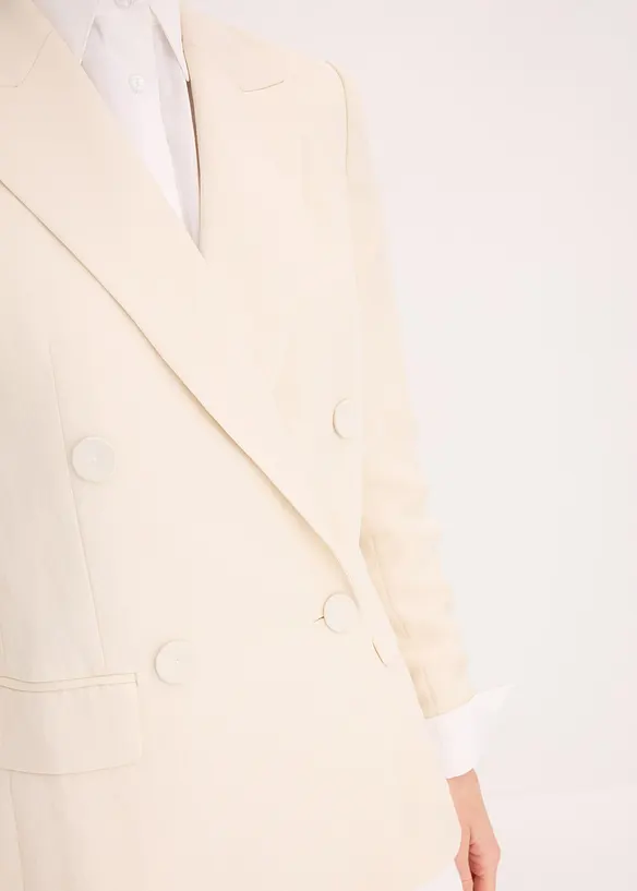 Blazer i materiale med rynket effekt og lyocell, bonprix