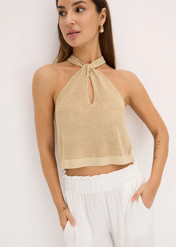 Strikket topp i glittergarn, bonprix