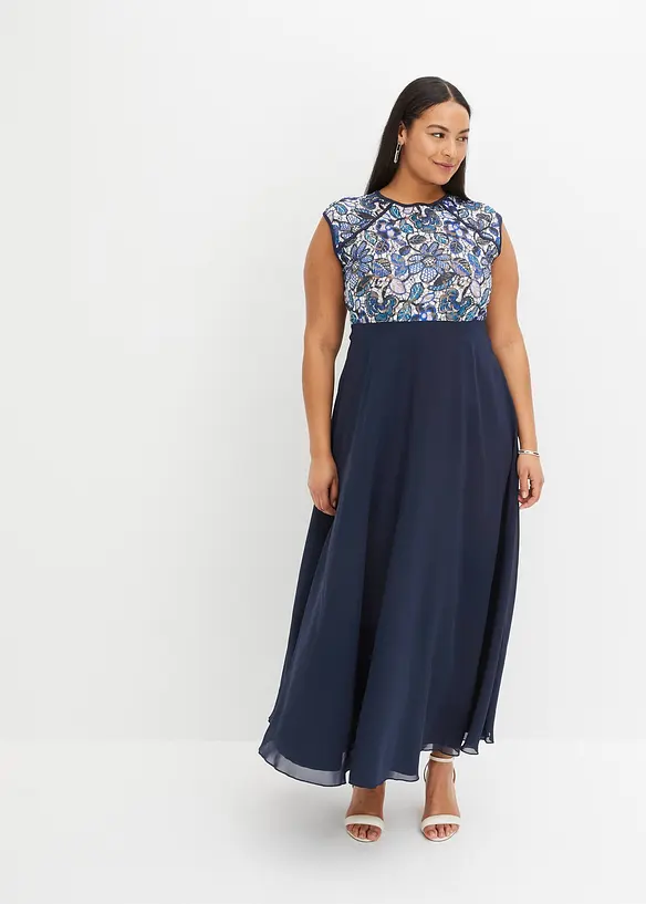 Maxikjole med blonder, bonprix