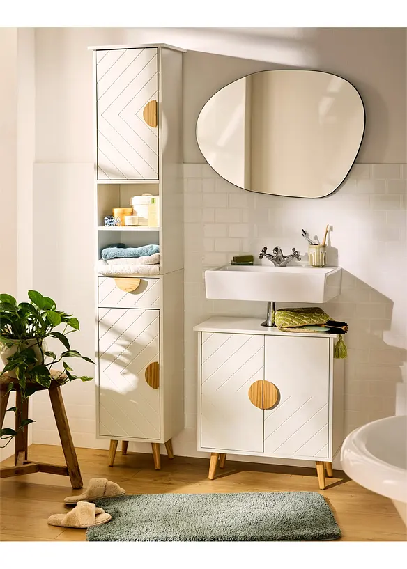 Ensfarget, tuftet badematte med h&oslash;y floss, bonprix