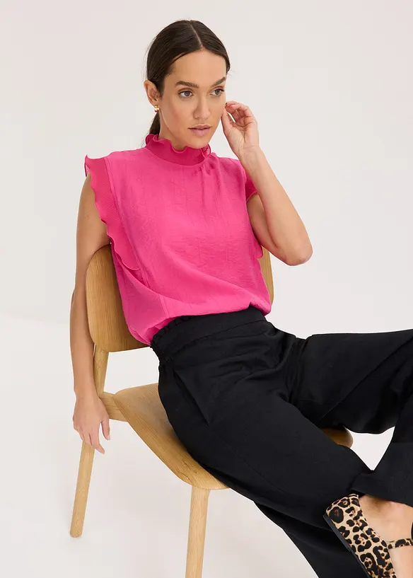 Bluse med volanger, bonprix