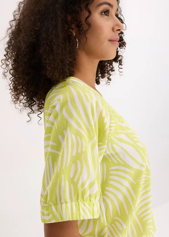 Kortermet bluse i lin-look, bonprix