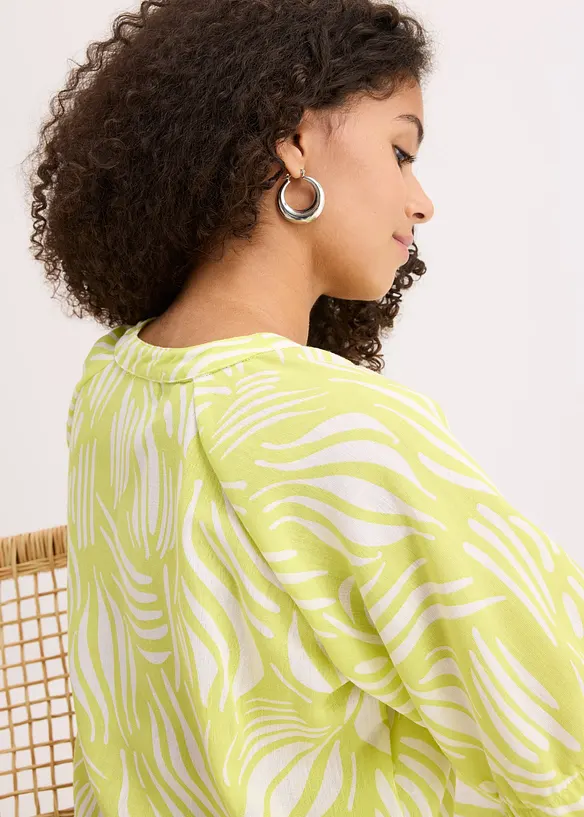 Kortermet bluse i lin-look, bonprix
