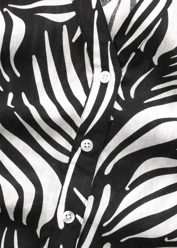 Kortermet bluse i lin-look, bonprix