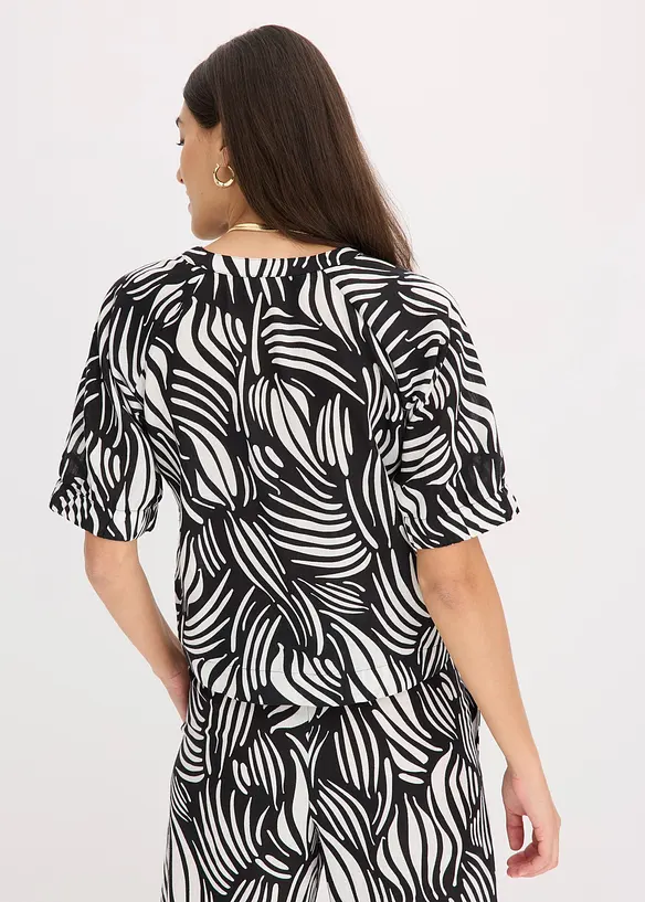 Kortermet bluse i lin-look, bonprix