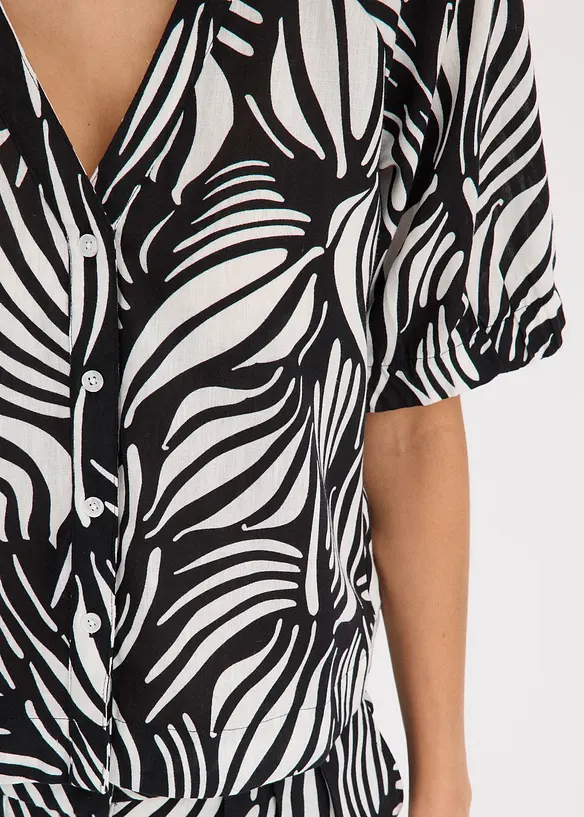 Kortermet bluse i lin-look, bonprix