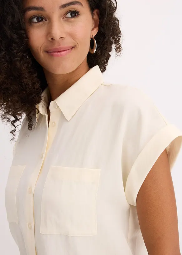 Kortermet bluse i lett materialmiks med lyocell, bonprix